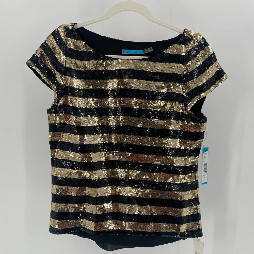 ALICE & OLIVIA - Alfie Oversized Sequin Top - Picture 5 of 11